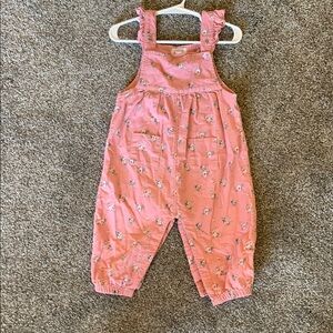 Angel Dear Pink Floral Corduroy Overalls 12-18M
